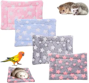 4 Pcs Waterproof Guinea Pig Bedding Winter Guinea Pig Plush Cage Liners Soft Dog Cat Bed Mat Reversible Cozy Animal Pee Pad Hamster Bed Mat Washable for Bunny (C Style, 9.6 * 7.5)