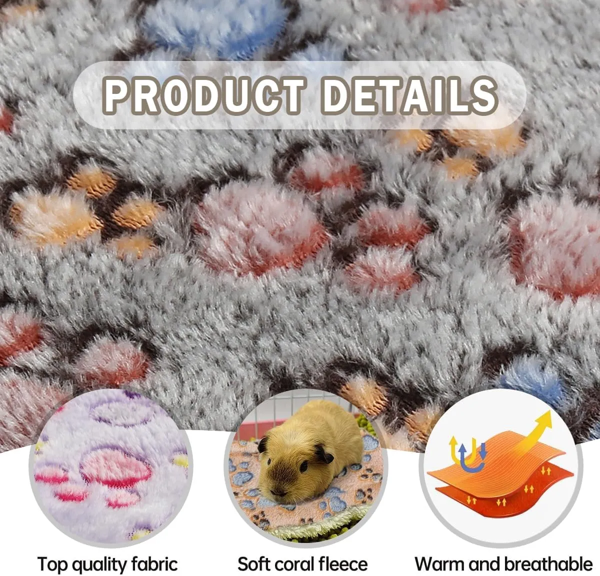 4 Pcs Waterproof Guinea Pig Bedding Winter Guinea Pig Plush Cage Liners Soft Dog Cat Bed Mat Reversible Cozy Animal Pee Pad Hamster Bed Mat Washable for Bunny (C Style, 9.6 * 7.5)