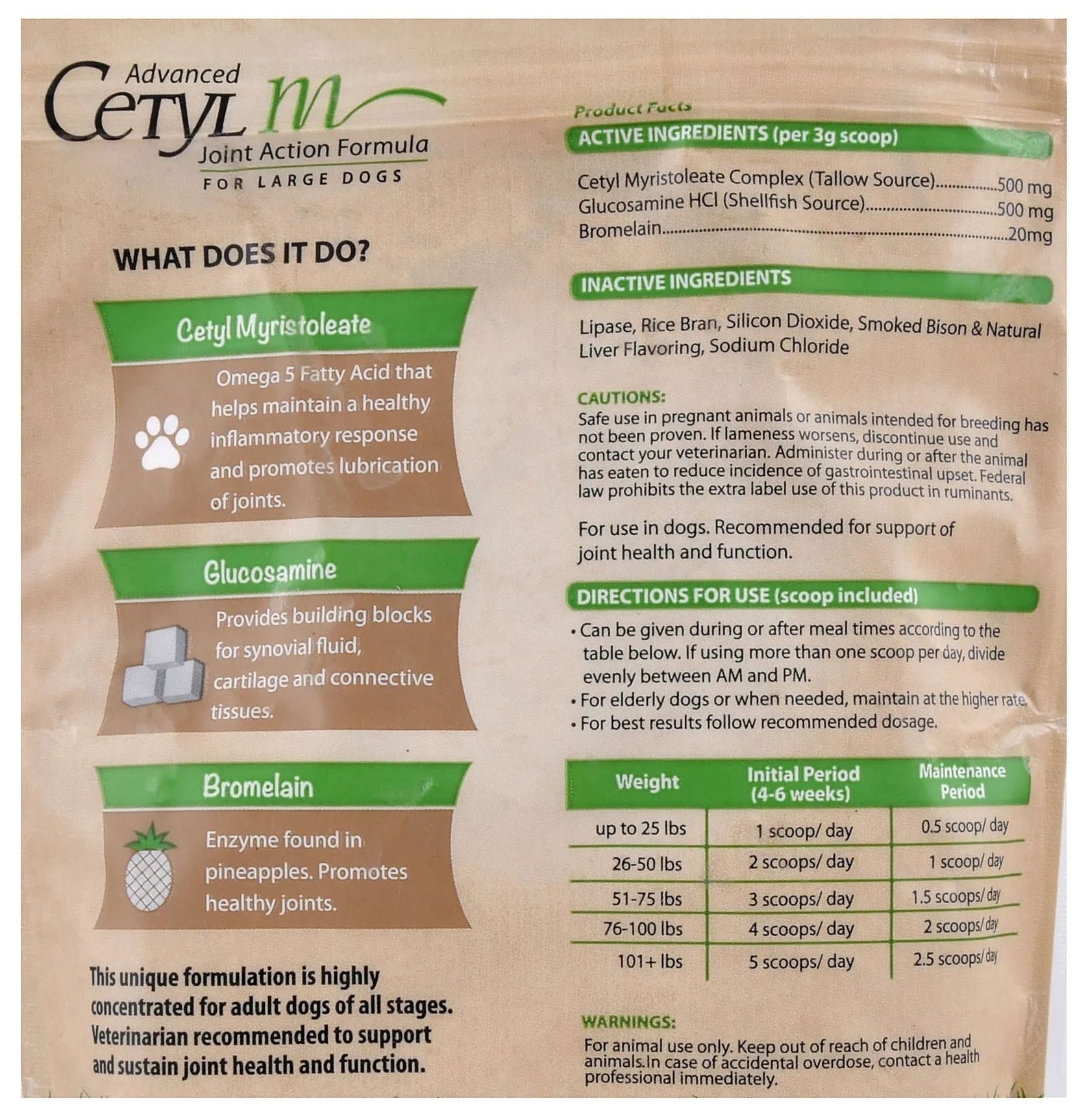 Advanced Cetyl M Joint Powder for Large Dogs, 1.2 lb