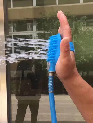 Blue Pet Cat & Dog Bathing Sprayer & Brush 2-In-1 Daily Cleaning Silicone Glove Massaging Showerhead