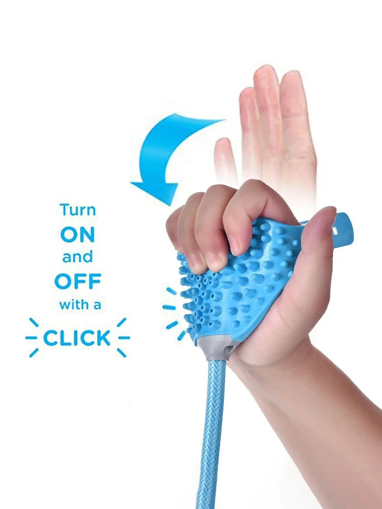 Blue Pet Cat & Dog Bathing Sprayer & Brush 2-In-1 Daily Cleaning Silicone Glove Massaging Showerhead