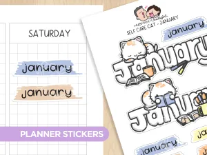 Cozy Cat - January Planner Stickers