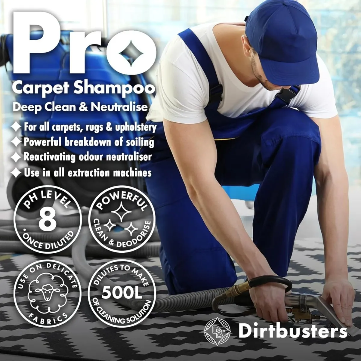 Dirtbusters Pro Carpet Cleaner Shampoo, Deep Clean & Neutralise Powerful Professional Standard Cleaning Solution With Odour Neutraliser (5L)