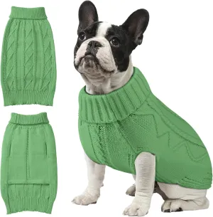 Dog Sweaters for Small Large Dogs Girl, Soft Warm Pup Dogs Shirt, Turtleneck Dog Sweaters for Medium Large Dogs, Double Knitting Collar for Outdoor Playing, Warm Dog Clothes (XL,Green)