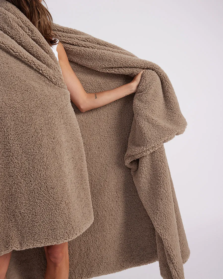 Faux Fur Throw Blanket - Warm Grey