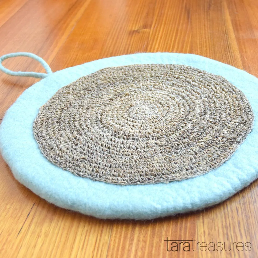 Felt and Jute Cat Scratcher - Mint Blue