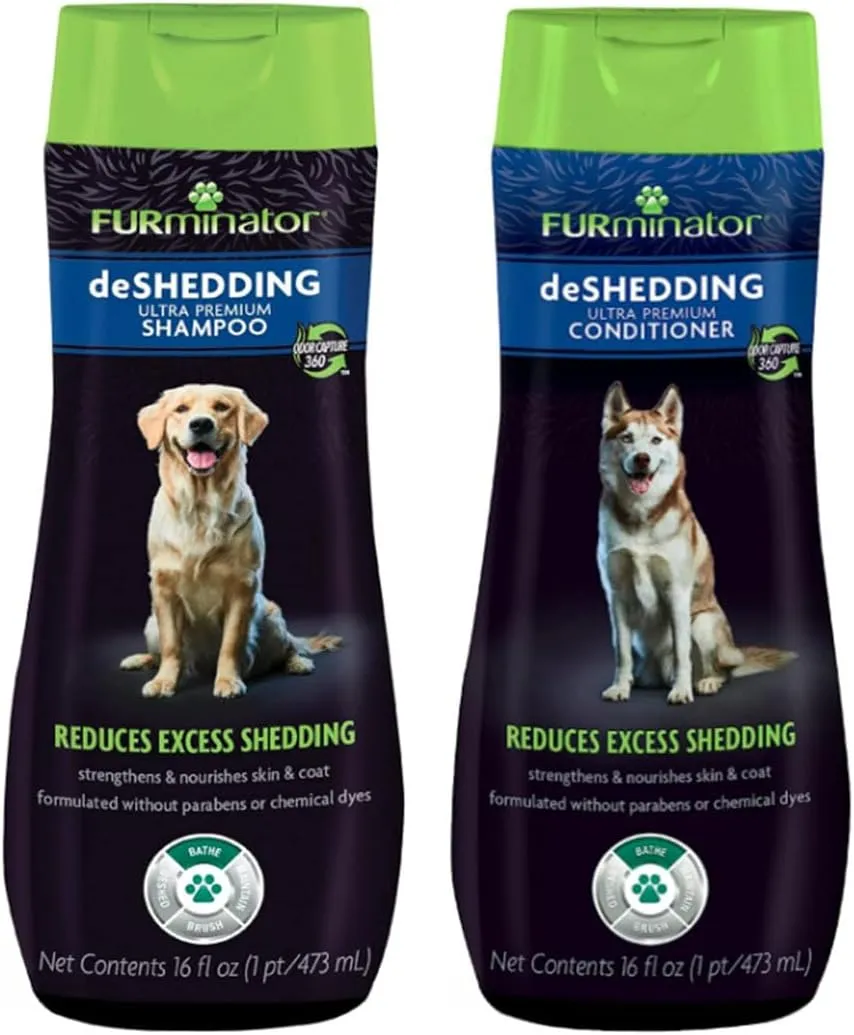 Furminator Deshedding Ultra Premium Shampoo & Conditioner Bundle. 16oz.