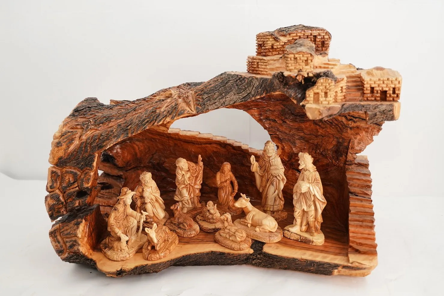 Large Olive Wood Nativity Cave 118