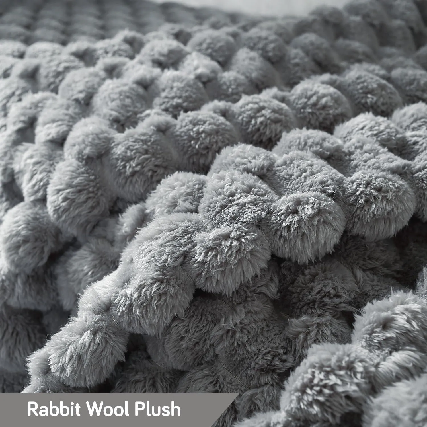 Luxury Rabbit Wool Plush Sofa Throw, Moon Grey