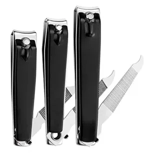 Nail Clippers Set（3pcs), Sharp Stainless Steel Fingernail & Toenail Cutter with Nail File (Large Medium Small）