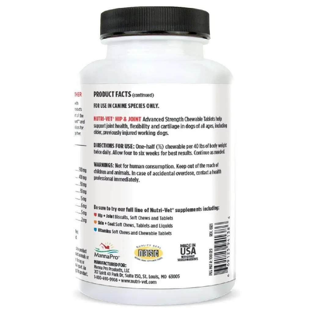 Nutri-Vet Hip & Joint Advanced Strength Chewable Tablets for Dogs - 150 ct
