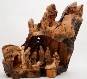 Olive Wood Nativity Cave 015