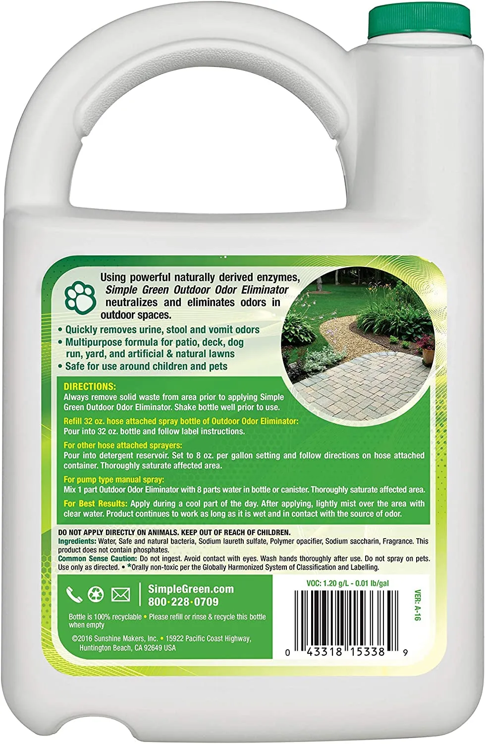 Outdoor Odor Eliminator for Pets, Dogs, 1 Gallon Refill - Ideal for Artificial Lawns & Patio, Milky White