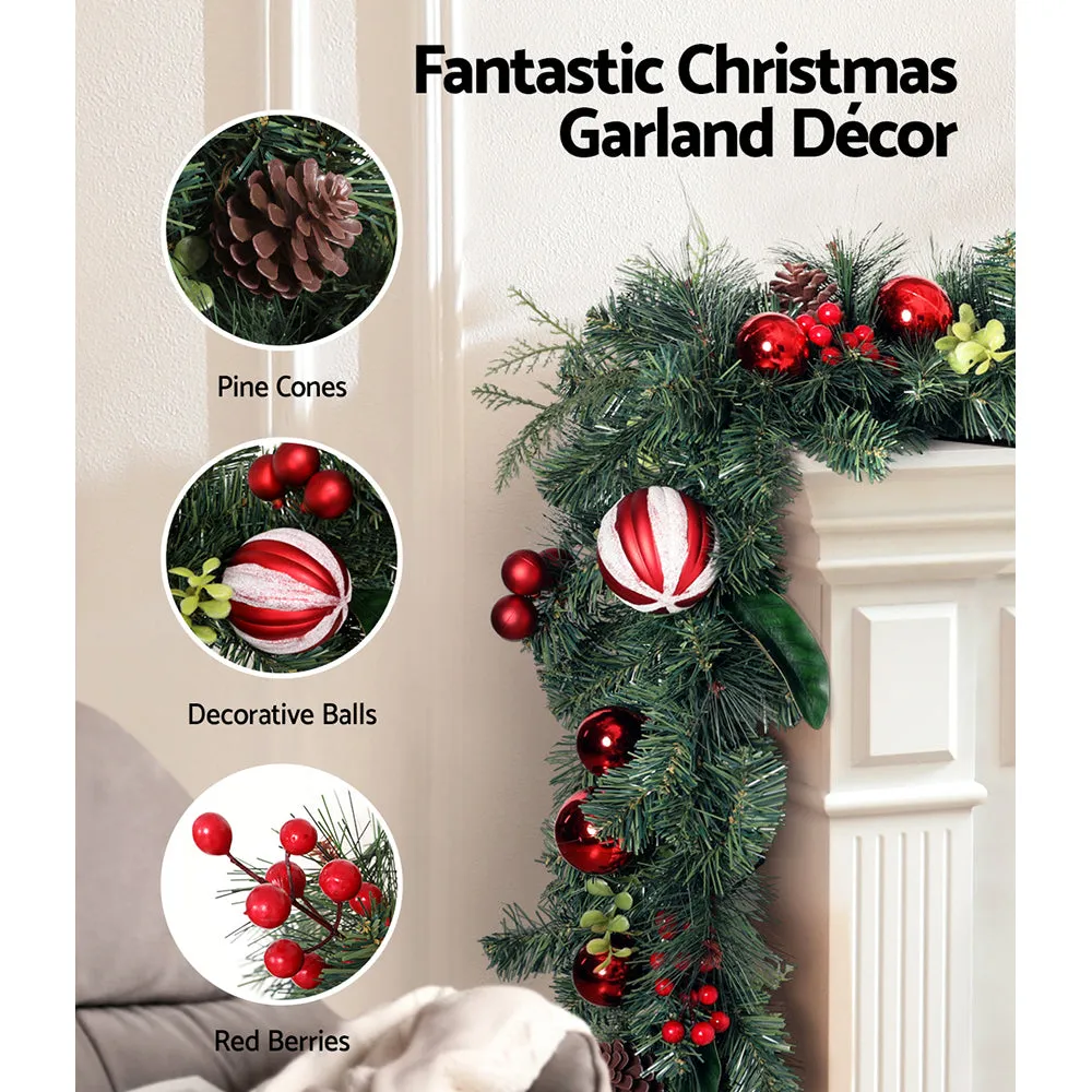 Pre-lit 2.7M Christmas Garland & 60cm Wreath Set Jingle Jollys