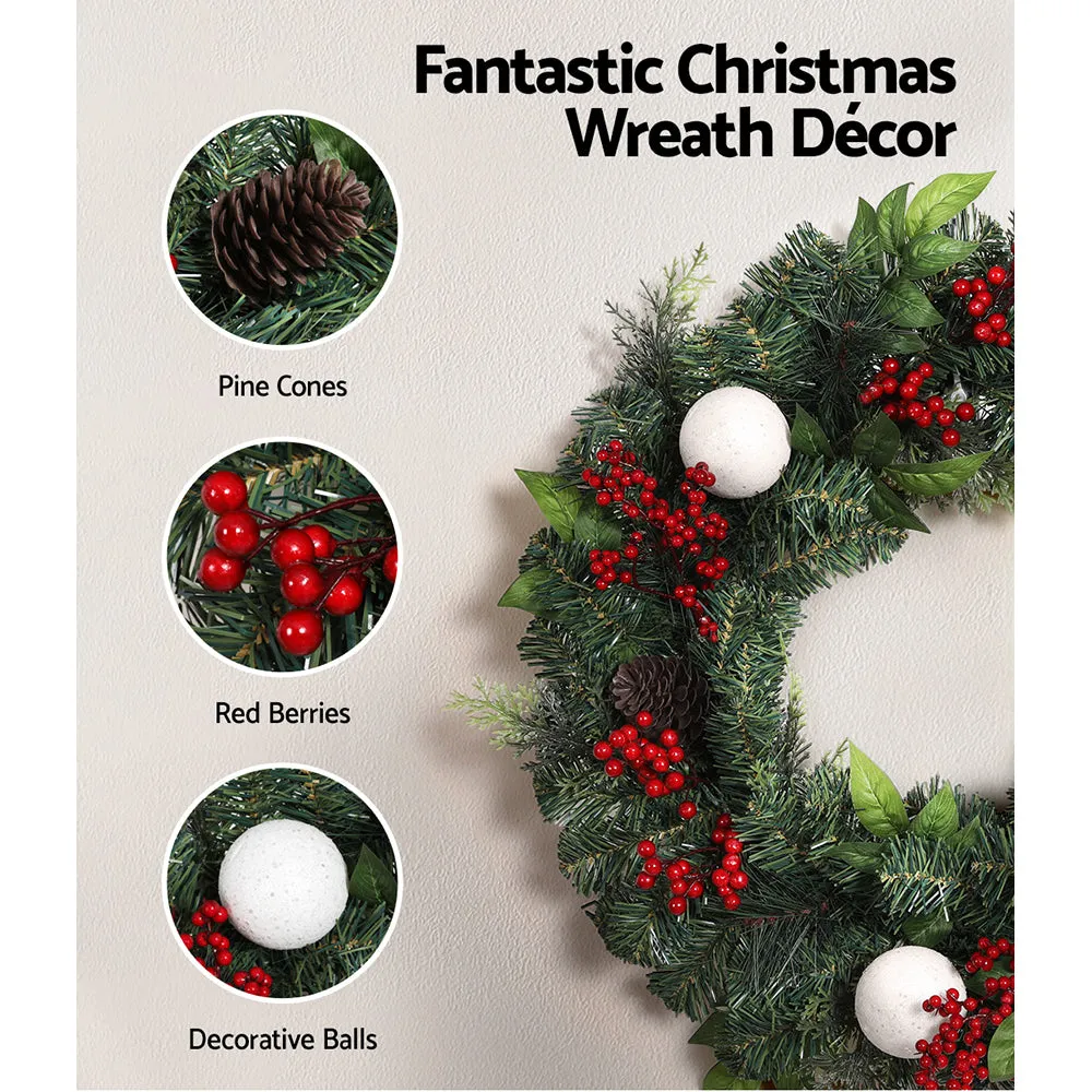 Pre-lit 2.7M Christmas Garland & 60cm Wreath Set Jingle Jollys