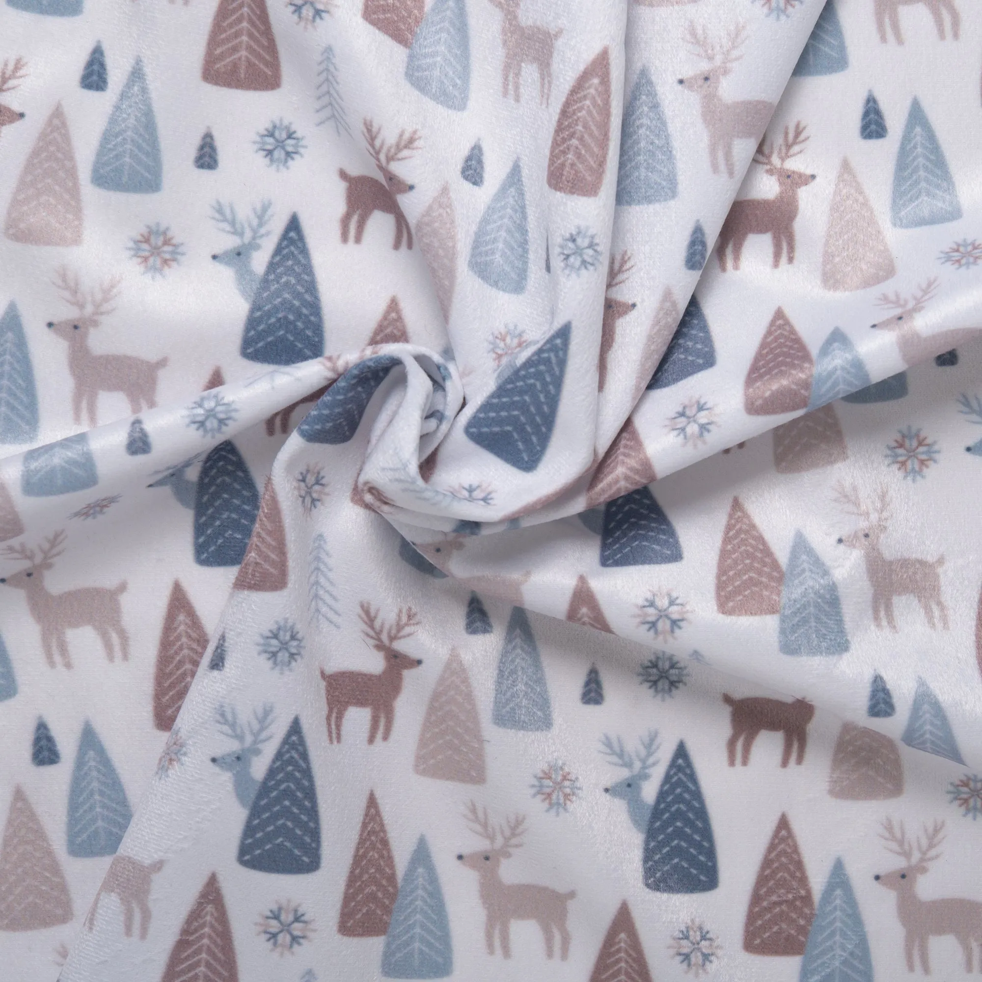 Printed minky - Winter deer - Blue