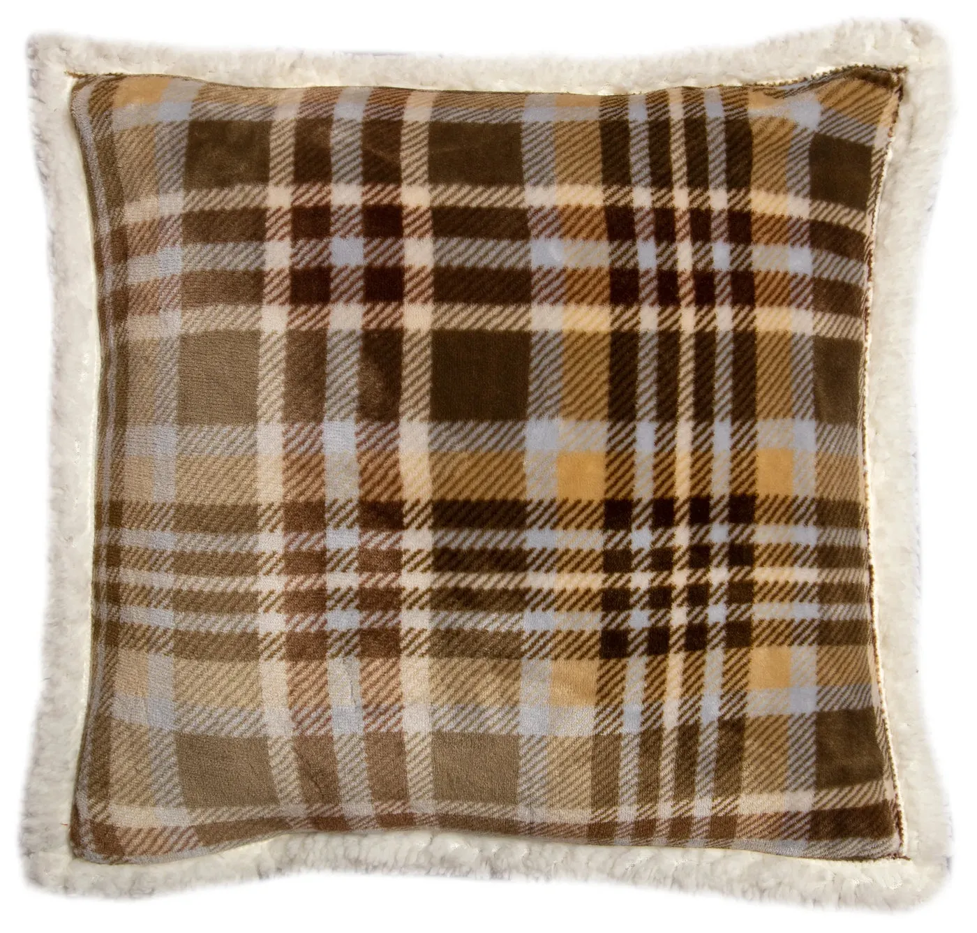 Tan Plaid Plush Pillow
