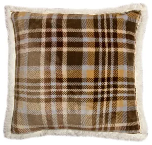 Tan Plaid Plush Pillow