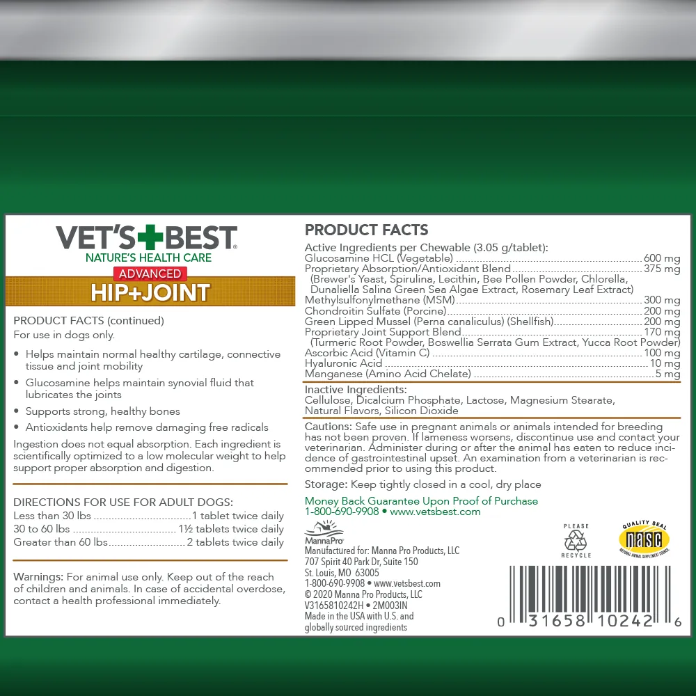 Vet's Best - Level 3 Advanced Hip   Joint 90pk