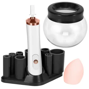 VYSN Makeup Brush Cleaner Dryer Electric Cosmetic Makeup Brush Cleaner Machine Automatic Brush Cleaner Spinner with 8 Size Rubber Collars Wash