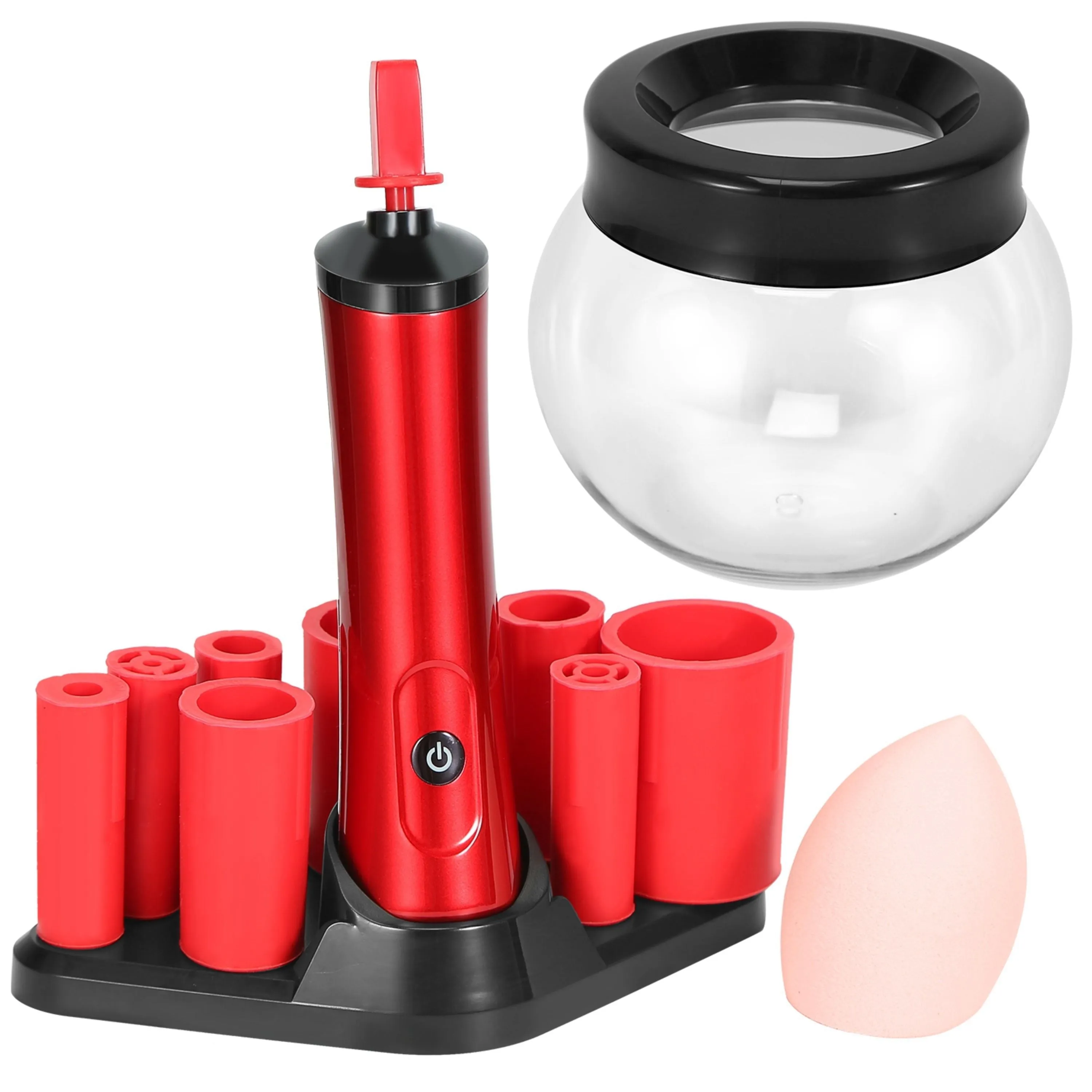 VYSN Makeup Brush Cleaner Dryer Electric Cosmetic Makeup Brush Cleaner Machine Automatic Brush Cleaner Spinner with 8 Size Rubber Collars Wash